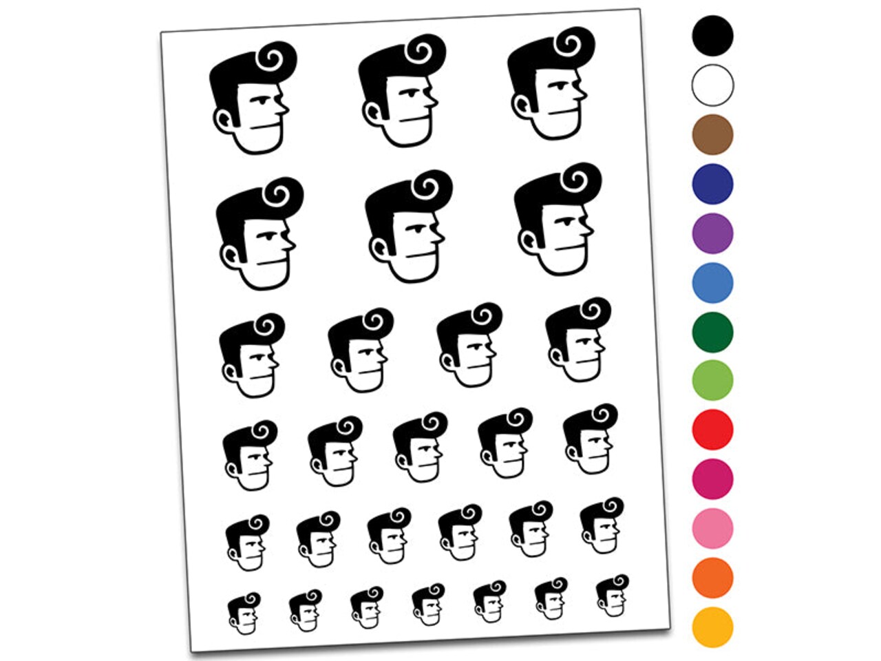 Rockabilly Man with Pompadour Temporary Tattoo Water Resistant Fake Body Art Set Collection